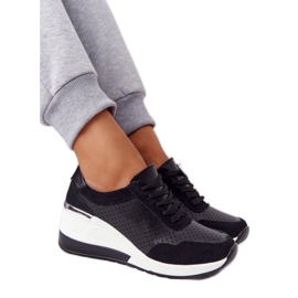 S.Barski Zapatos deportivos con cuña de cuero calado S. Bararski Negro blanco