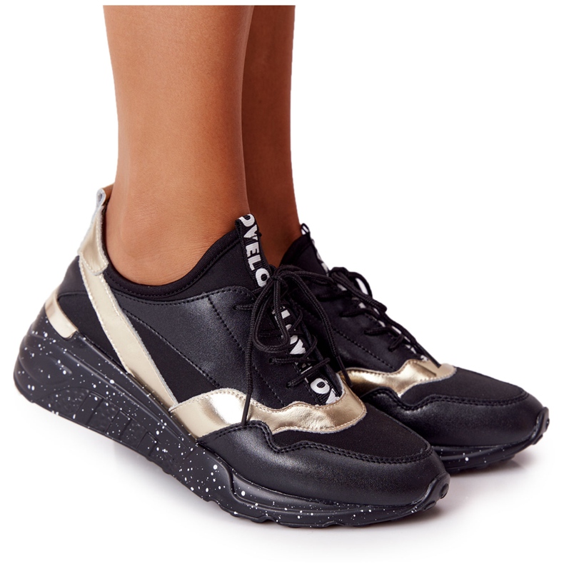 Zapatillas de Piel con Cuña S.Barski Negro y Dorado