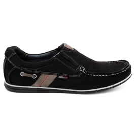 Kampol Mocasines de hombre calados para el verano 53/3 / P negro beige