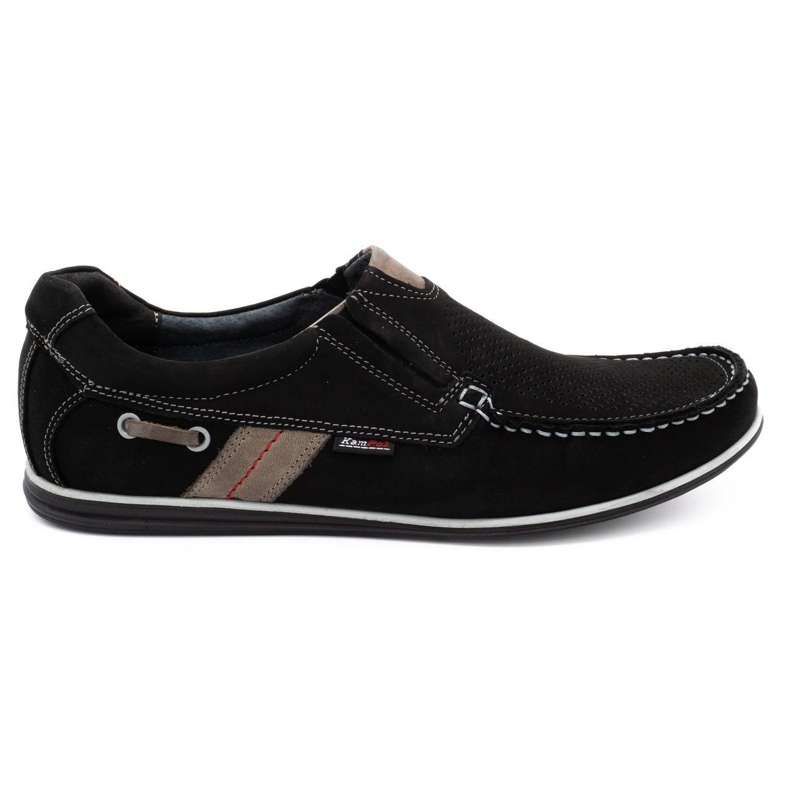 Kampol Mocasines de hombre calados para el verano 53/3 / P negro beige Kampol Mocasines de hombre calados para el verano 53/3 / P negro beige