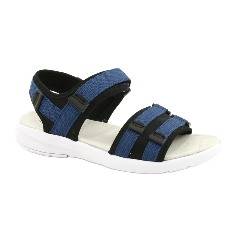 American Club Sandalias deportivas femeninas Inserto de cuero deportivo RL45/21 Black and Navy Blue negro