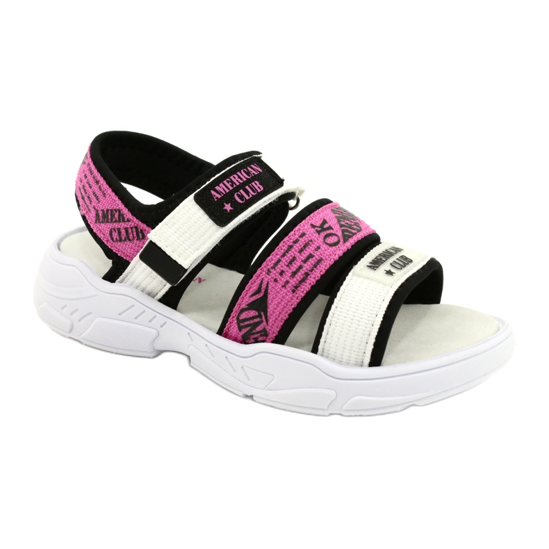 American Club Sandalias Deportivas Infantiles Plantilla Piel RL29/21 Negro-Fuxia blanco