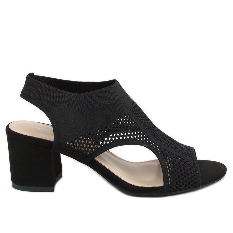 Black 8044 Sandalias de tacón negras negro