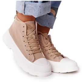 Zapatillas altas de mujer con suela grande marrón claro Trissy