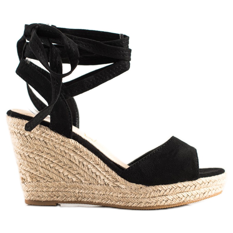 Sabatina Sandalias atadas en cuña negro Sabatina Sandalias atadas en cuña negro