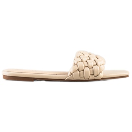 Goodin Pantuflas trenzadas de cuero ecológico beige Goodin Pantuflas trenzadas de cuero ecológico beige