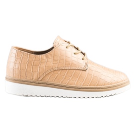 SHELOVET Zapatos con estampado de serpiente marrón