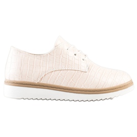 SHELOVET Zapatos beige con estampado de serpiente