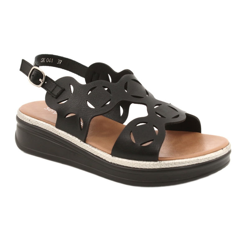 Sergio Leone Sandalias ecológicas para mujeres SK041 negro