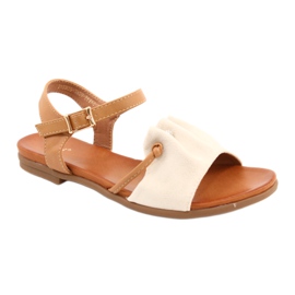 Sandalias de mujer con circonita JEZZI 21SD35-3520 beige marrón