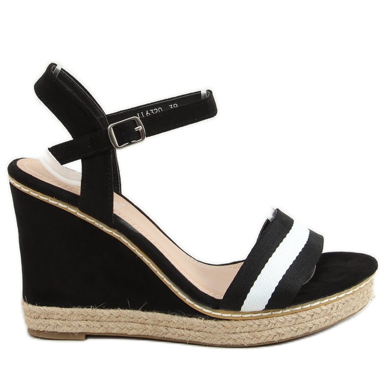 Sandalias negras sobre una cuña negra LL6320 Negro
