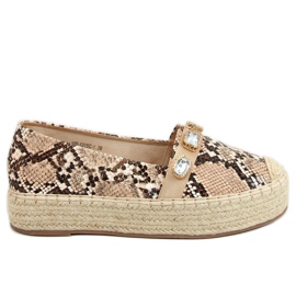 Alpargatas con piedras de serpiente 100-131-SC-1 Taupe Snake beige marrón