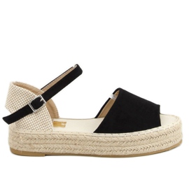 Alpargatas negras con puntera abierta A663-ESP-1 Negra beige negro