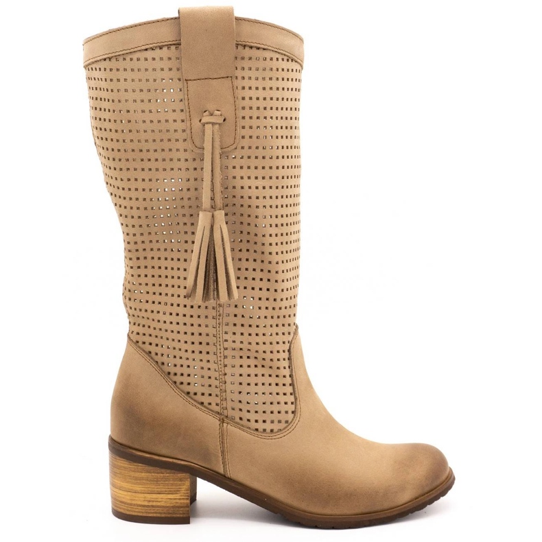Olivier Botas de mujer caladas D44 beige