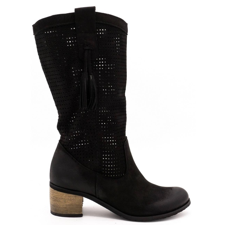 Olivier Botas negras de mujer D44 calado negro