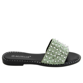 Verde N101 Pantuflas verdes con tachuelas