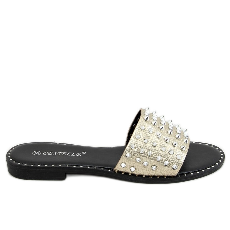 Gold N101 Pantuflas doradas con tachuelas dorado