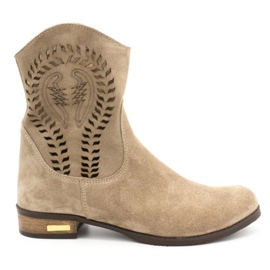 Olivier Botas de mujer caladas Cassie beige