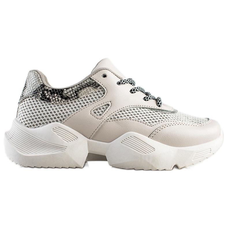 SHELOVET Zapatillas grises con estampado de serpiente beige
