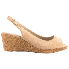 Goodin Sandalias de cuña casual marrón