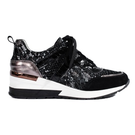 Goodin Zapatillas de piel con estampado de serpiente negro Goodin Zapatillas de piel con estampado de serpiente negro