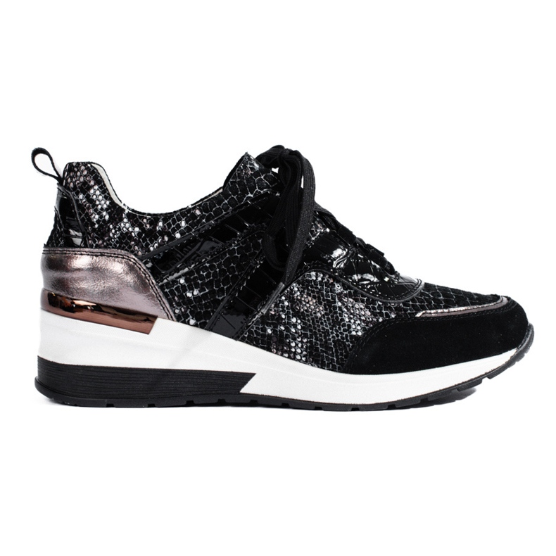 Goodin Zapatillas de piel con estampado de serpiente negro