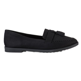 SHELOVET Mocasines casuales con flecos negro