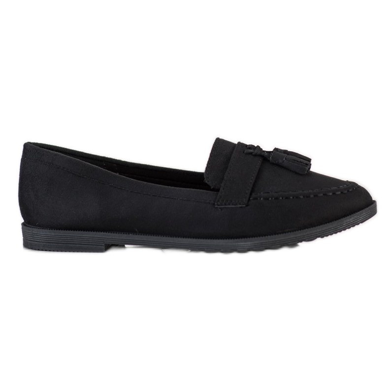 SHELOVET Mocasines casuales con flecos negro