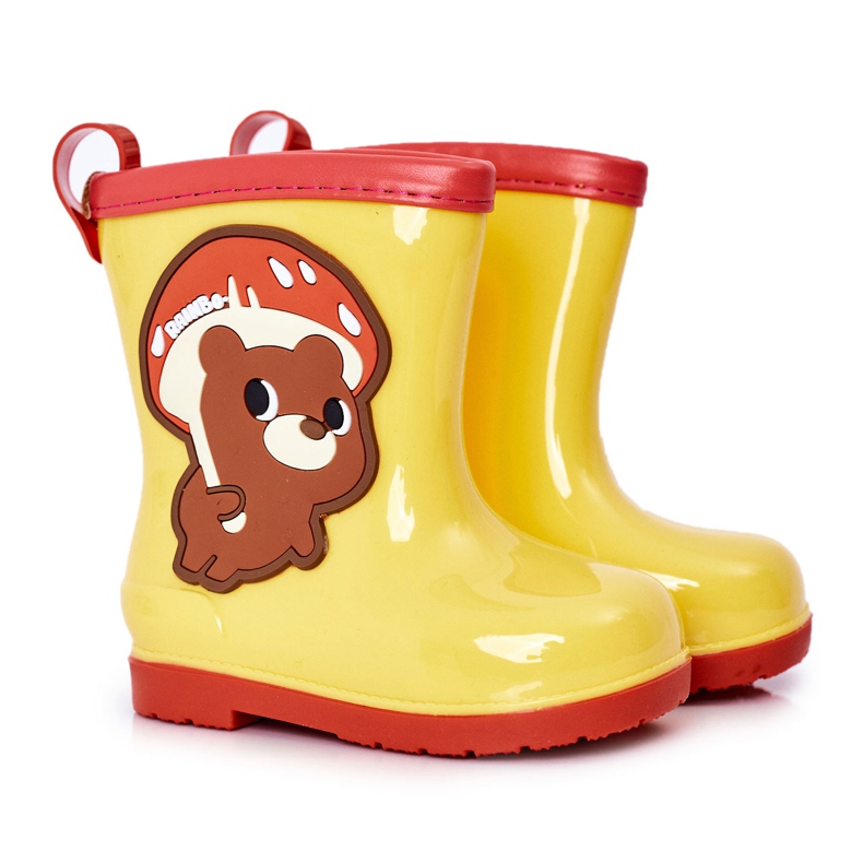 Chanclos infantiles amarillos con osito de peluche