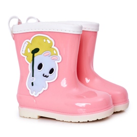 Botas de agua rosa para niños con conejito rosado