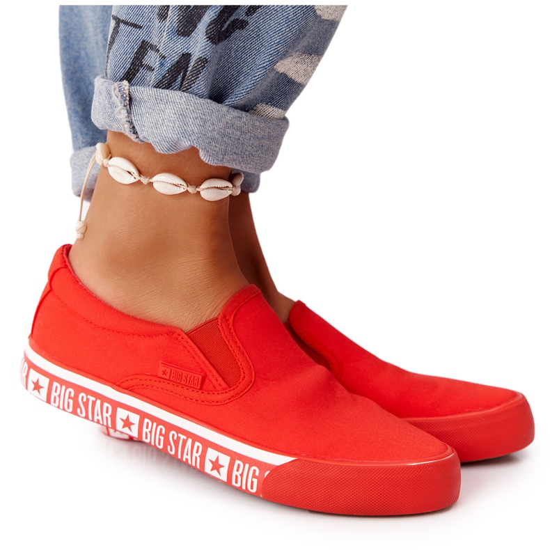 Zapatillas de mujer Slip-on Big Star HH274010 Rojo