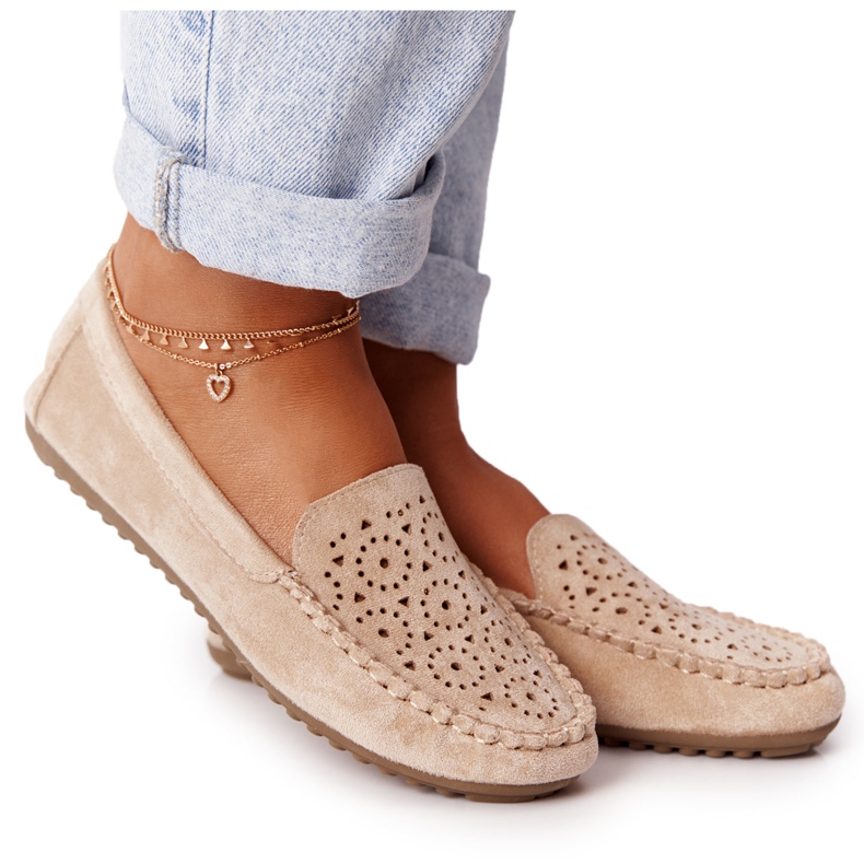 Mocasines de Ante de Mujer Beige Molly