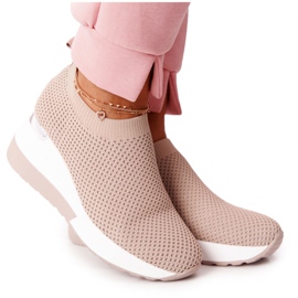 Zapatillas de deporte caladas sin cordones con cuña beige Harmony blanco