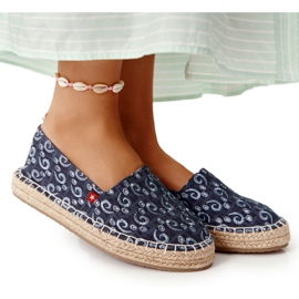 Alpargatas Con Plataforma Trenzada Big Star AA274628 Azul Marino beige