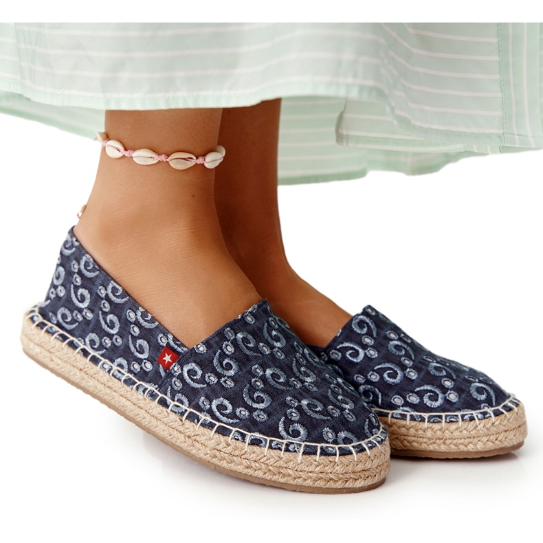 Alpargatas Con Plataforma Trenzada Big Star AA274628 Azul Marino beige