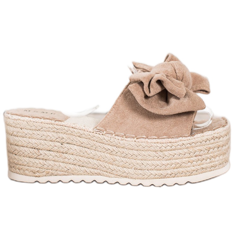 SHELOVET Zapatillas en la plataforma con lazo beige