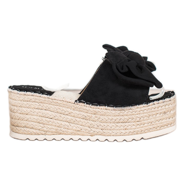 SHELOVET Zapatillas en la plataforma con lazo negro