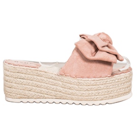 SHELOVET Zapatillas en la plataforma con lazo rosa