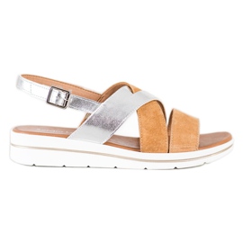 Sandalias de moda con hebilla Sergio Leone beige plata