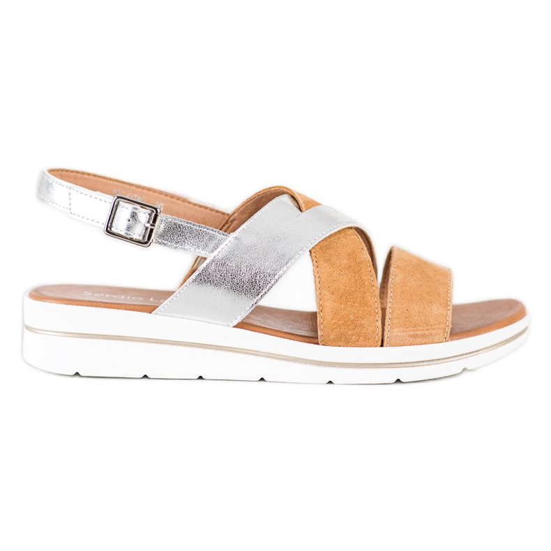 Sandalias de moda con hebilla Sergio Leone beige plata