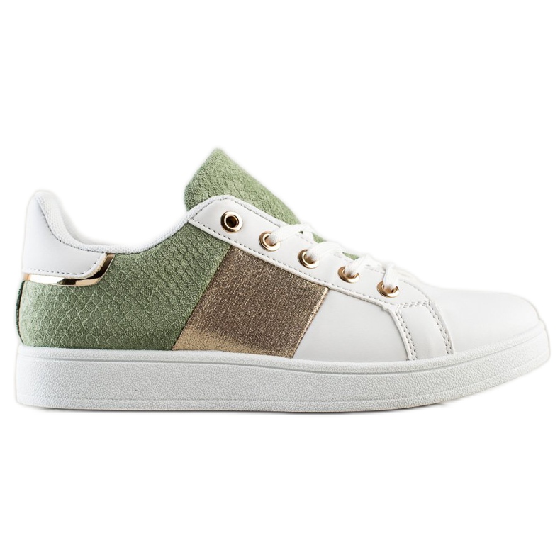 SHELOVET Zapatillas de deporte con cordones de moda blanco multicolor verde SHELOVET Zapatillas de deporte con cordones de moda blanco multicolor verde