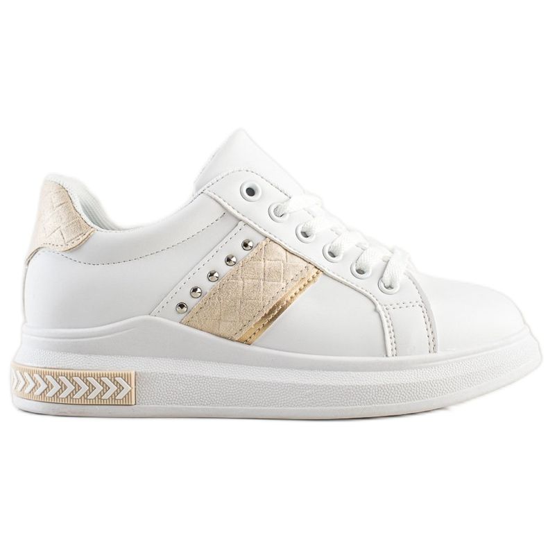 SHELOVET Zapatillas Casual blanco dorado