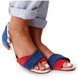 Sandalias Piel Maciejka 04614-17 Azul Marino-Rojo