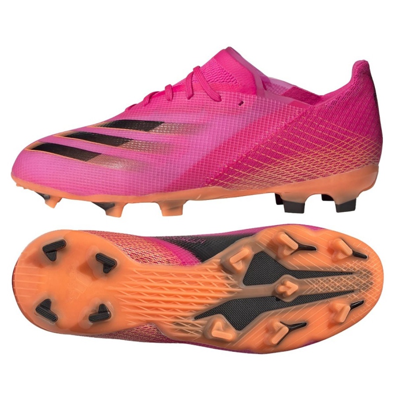 Botas de fútbol Adidas X Ghosted.1 Fg Jr FW6956 rosa, naranja rosado