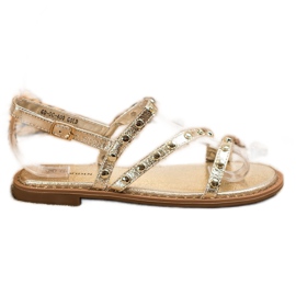 Goodin Sandalias doradas con adornos dorado