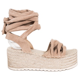 SHELOVET Sandalias de alpargatas atadas beige SHELOVET Sandalias de alpargatas atadas beige