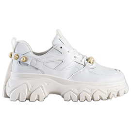SHELOVET Zapatillas Blancas Con Perlas blanco