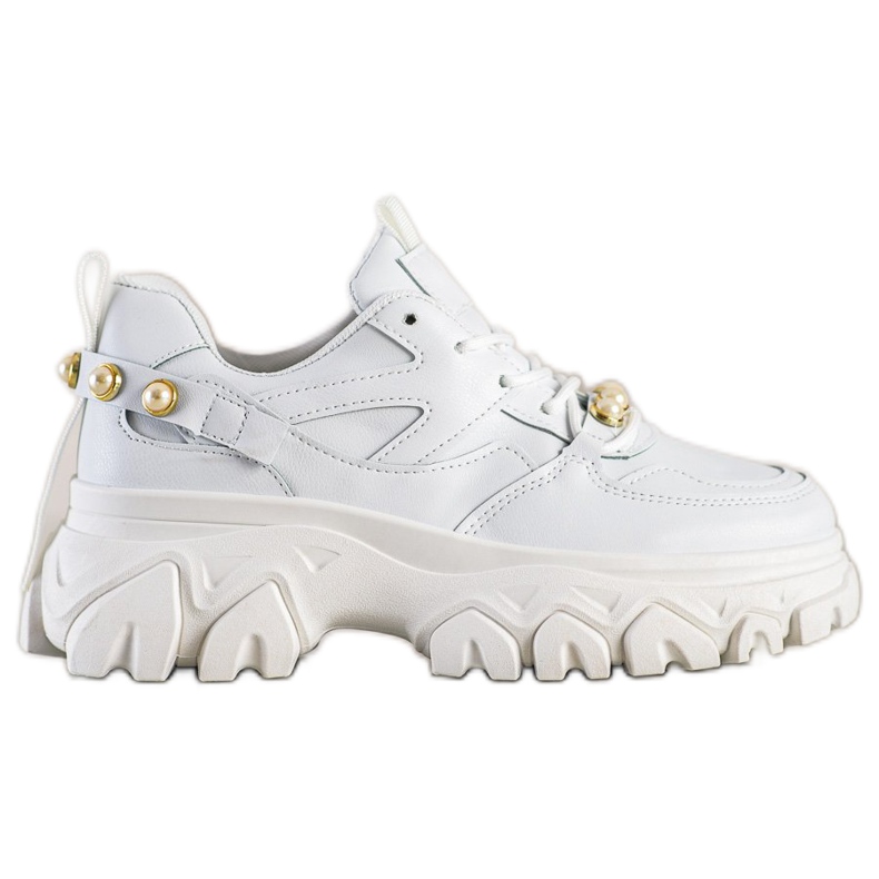 SHELOVET Zapatillas Blancas Con Perlas blanco