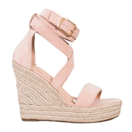 SHELOVET Sandalias Alpargatas Con Hebilla rosa