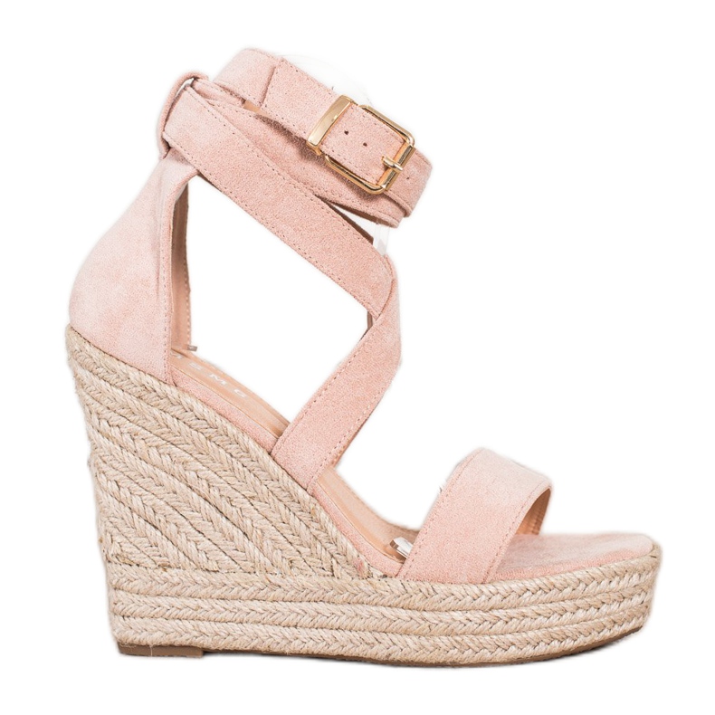 SHELOVET Sandalias Alpargatas Con Hebilla rosado